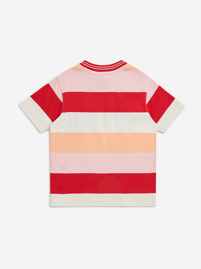 HOP Kids Red Text-Printed Cotton T-Shirt - Image 3