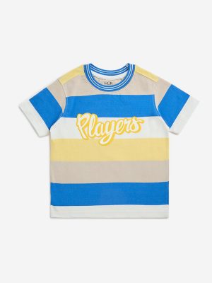 HOP Kids Multicolour Text Design Cotton T-Shirt