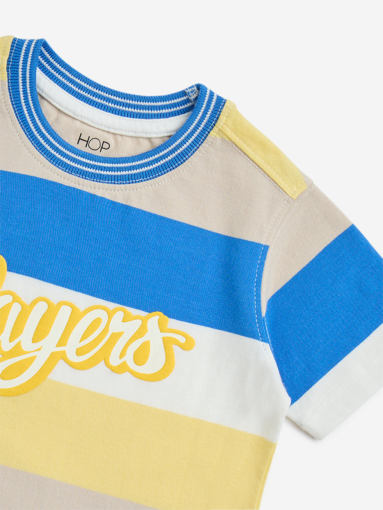 HOP Kids Multicolour Text Design Cotton T-Shirt - Image 4