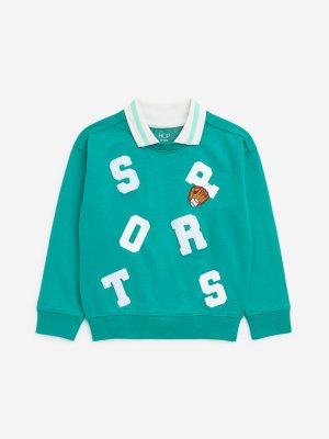 HOP Kids Green Typographic Design Cotton-Blend Sweatshirt