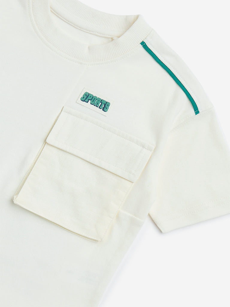 HOP Kids White Text-Printed Cotton T-Shirt - Image 3
