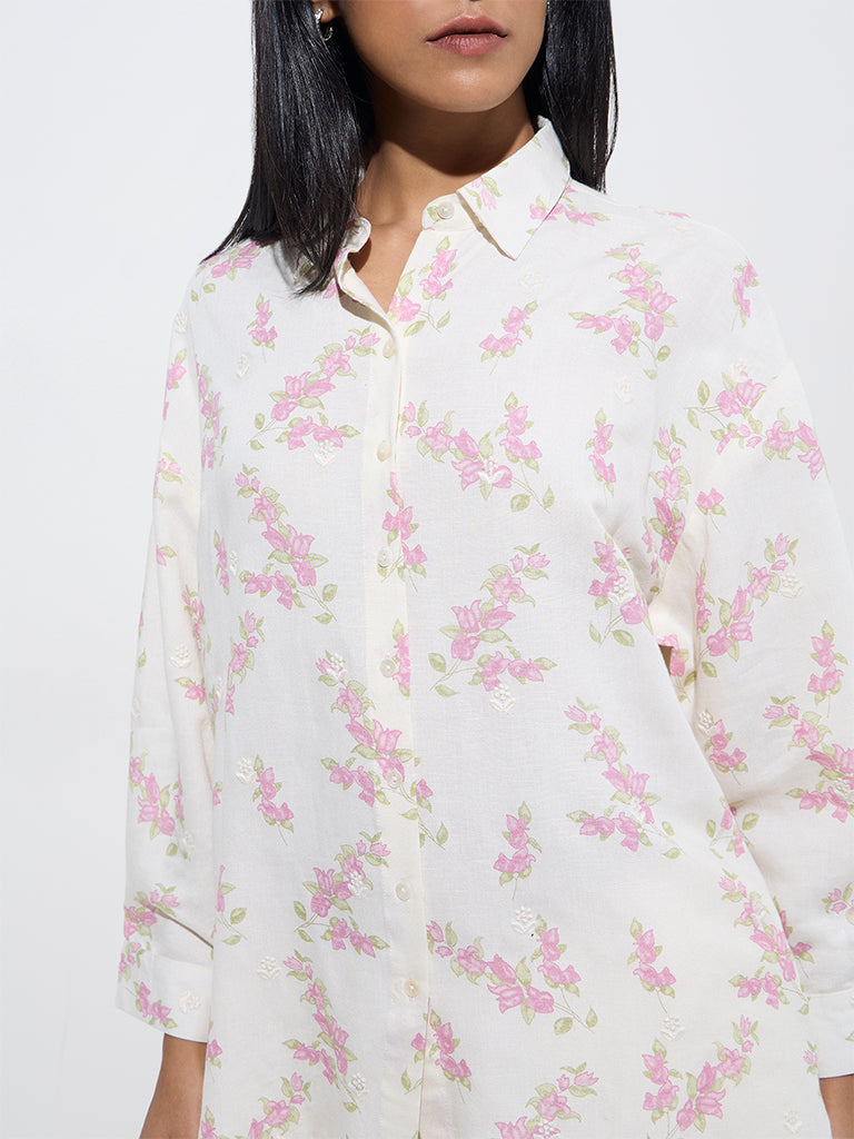 Zuba White Floral Printed Tunic - Image 2