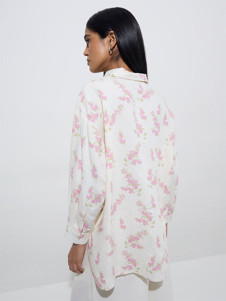 Zuba White Floral Printed Tunic - Image 4