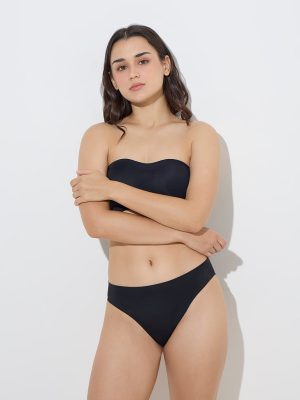 Wunderlove Black Invisible Hi-Leg Cotton Briefs