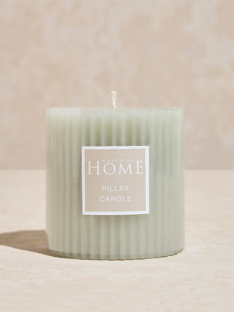 Westside Home Mint Ribbed Textured Pillar Candle - Image 2