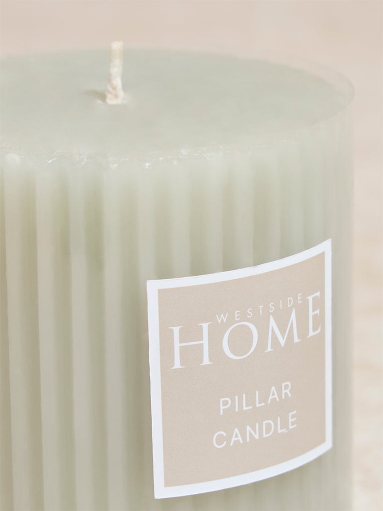 Westside Home Mint Ribbed Textured Pillar Candle - Image 3