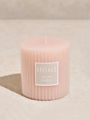 Westside Home Pink Ribbed Textured Pillar Candle
