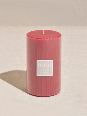 Westside Home Red Ribbed Textured Pillar Candle