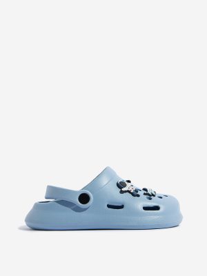 Yellow Blue Applique-Detailed Slingback Clogs