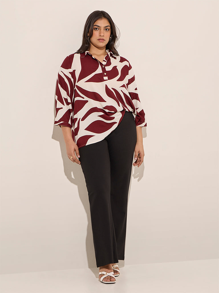 Gia Burgundy Abstract Print Top - Image 3
