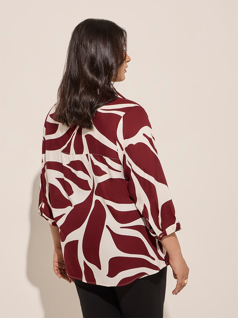 Gia Burgundy Abstract Print Top - Image 4