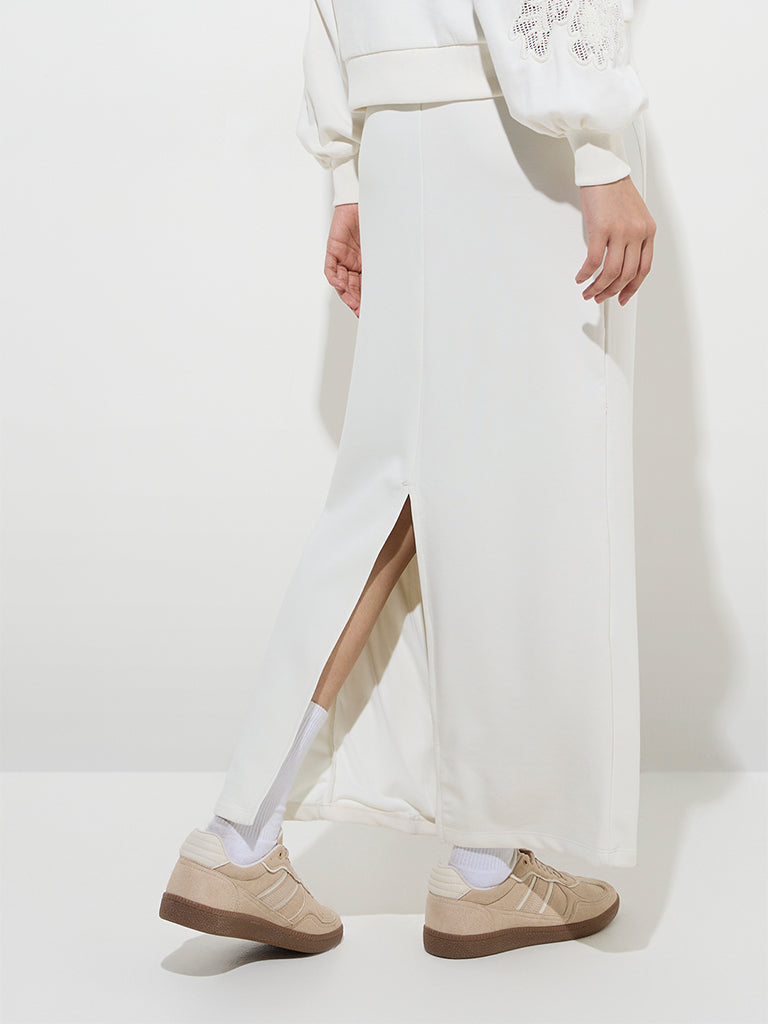 LOV Off-White Solid High-Rise Skirt - Image 4