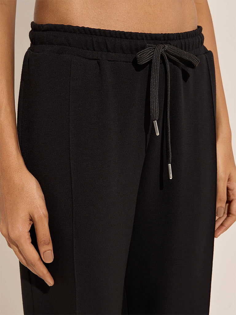 LOV Black Solid Mid-Rise Track Pants - Image 3