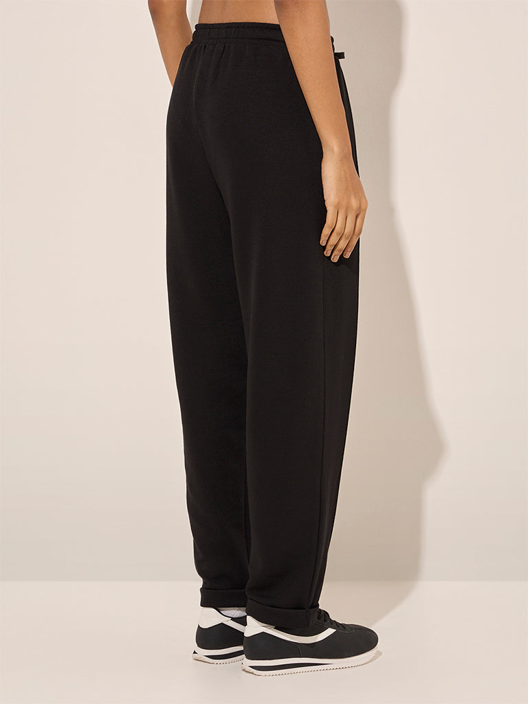 LOV Black Solid Mid-Rise Track Pants - Image 5