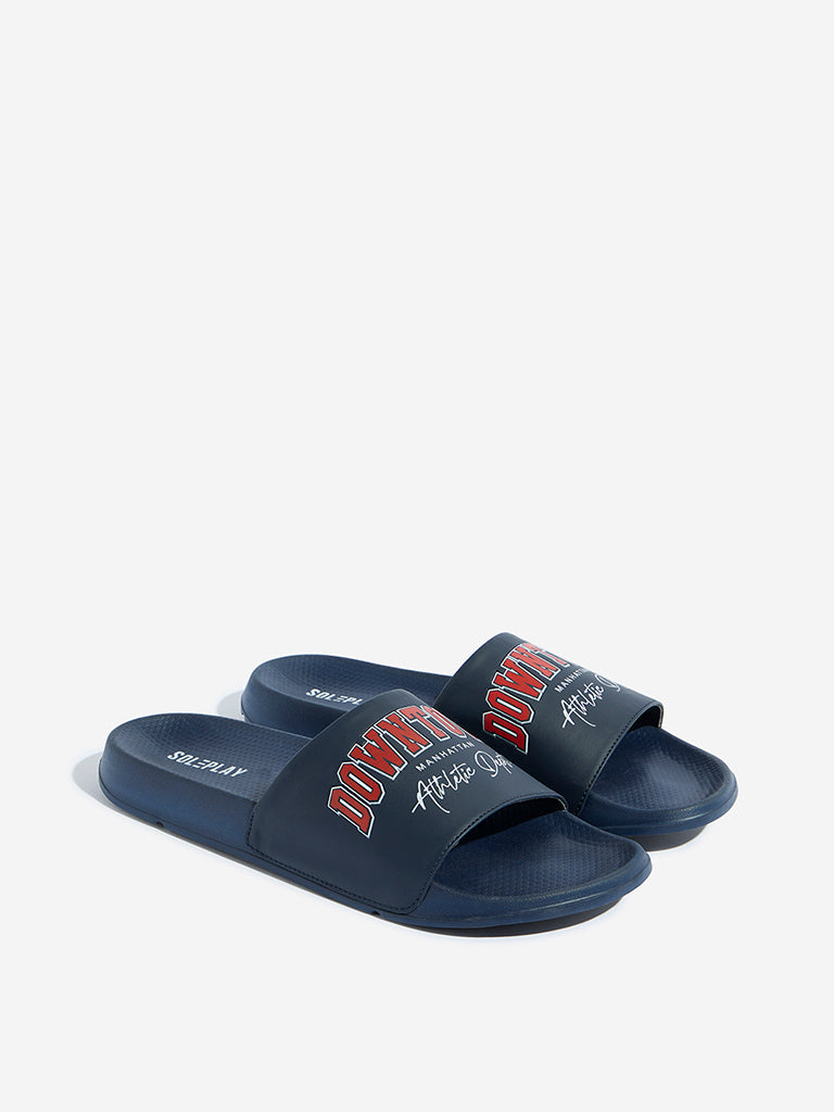 SOLEPLAY Navy Printed Slides - Image 2