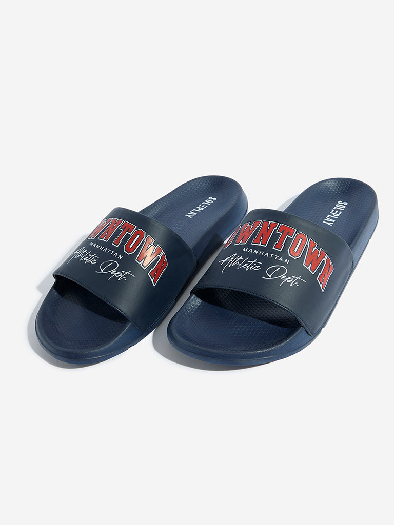 SOLEPLAY Navy Printed Slides - Image 3