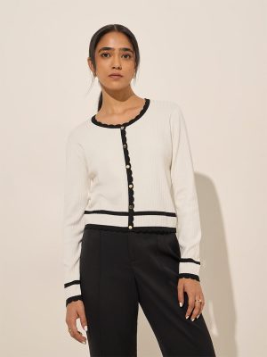 Wardrobe Off-White Ribbed-Textured Top
