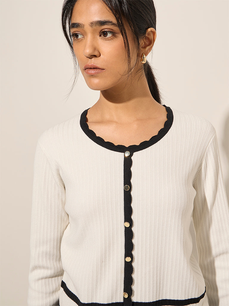 Wardrobe Off-White Ribbed-Textured Top - Image 2