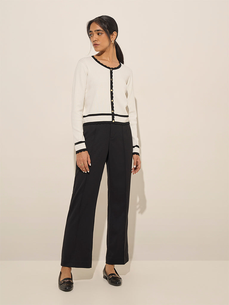 Wardrobe Off-White Ribbed-Textured Top - Image 3