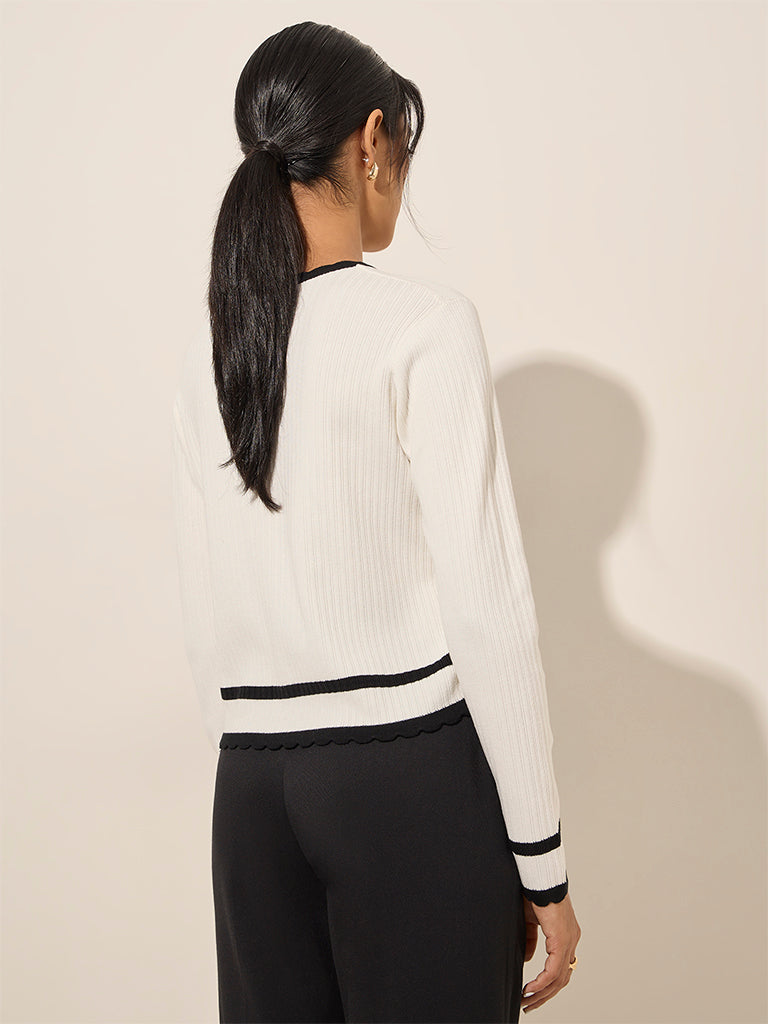 Wardrobe Off-White Ribbed-Textured Top - Image 4