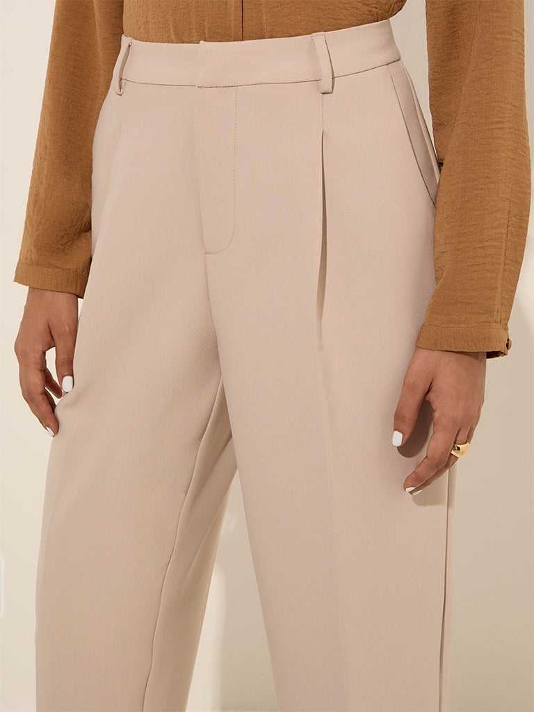 Wardrobe Beige High-Rise Trousers - Image 3