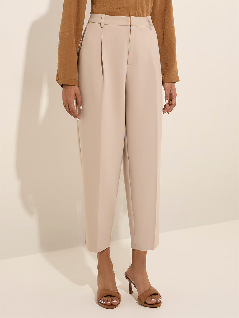 Wardrobe Beige High-Rise Trousers - Image 4