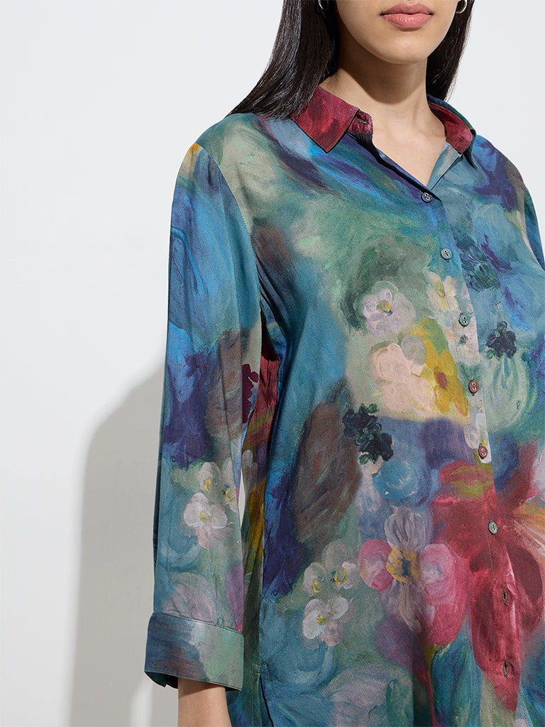 Utsa Multicolour Floral Printed Ethnic Tunic - Image 2