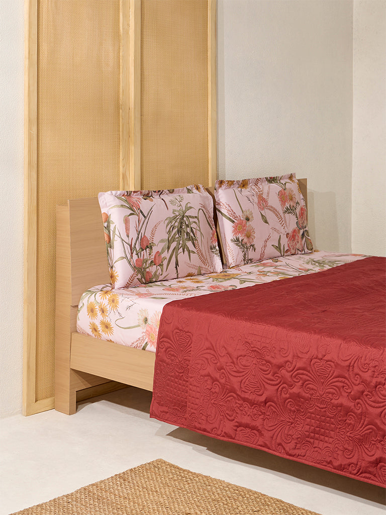 Westside Home Maroon Reversible Quilted Queen Bed Comforter - Image 2