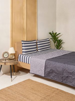 Westside Home Dark Grey Reversible Quilted Queen Bed Comforter