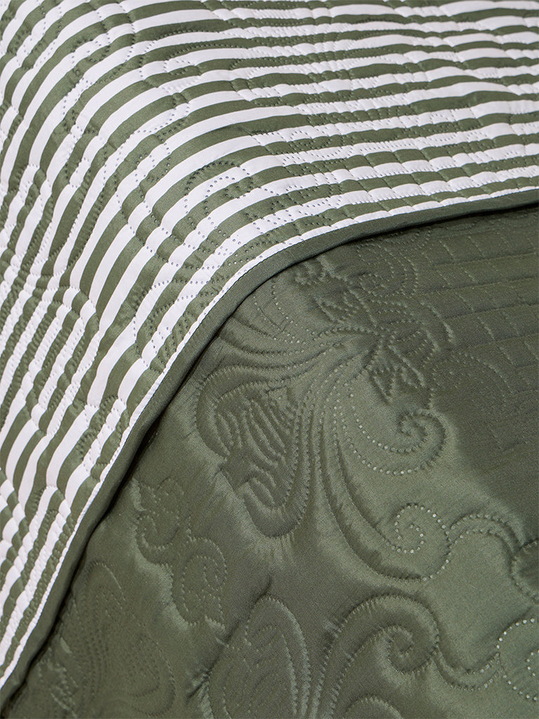 Westside Home Olive Reversible Quilted Queen Bed Comforter - Image 3