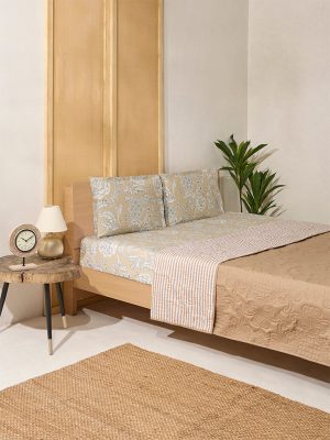 Westside Home Beige Reversible Quilted Queen Bed Comforter