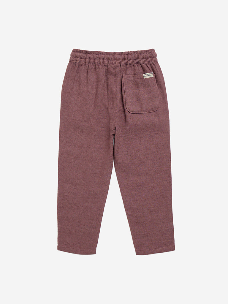 HOP Kids Dusty Mauve Mid-Rise Cotton-Blend Pants - Image 3