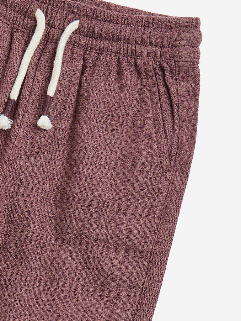 HOP Kids Dusty Mauve Mid-Rise Cotton-Blend Pants - Image 4