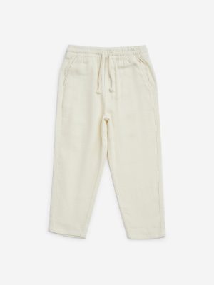 HOP Kids Off-White Mid-Rise Cotton-Blend Trousers