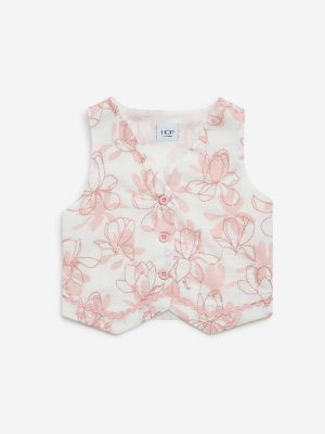 HOP Kids Dusty Pink Floral Design Cotton Waistcoat