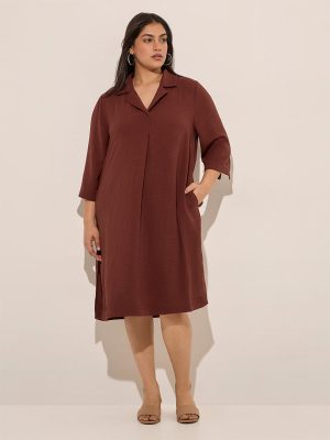 Gia Burgundy Crinkle-Textured A-Line Dress