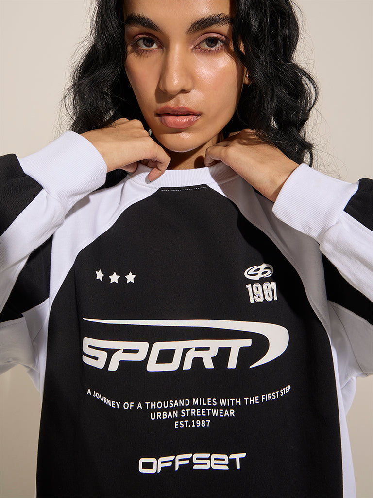 Nuon Black Text Printed Cotton-Blend Straight Dress - Image 2