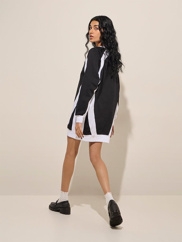 Nuon Black Text Printed Cotton-Blend Straight Dress - Image 4