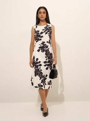 Wardrobe White Floral Printed A-Line Dress