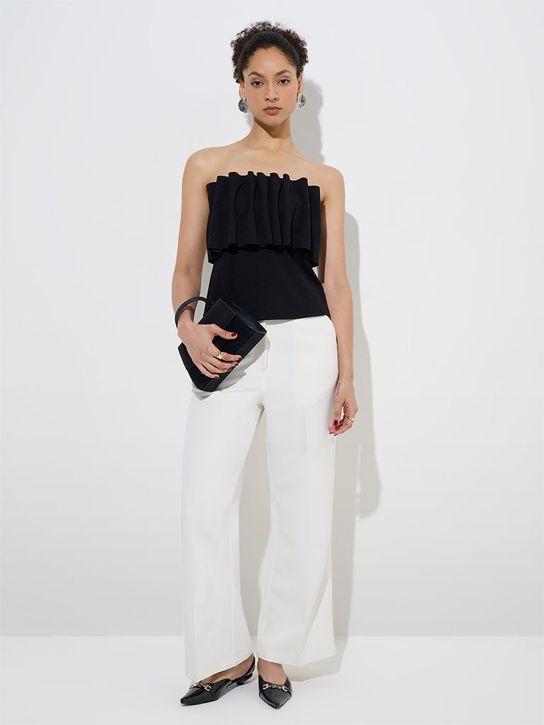 Wardrobe Black Ruffle-Detailed Off-Shoulder Top - Image 3