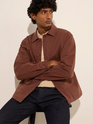 Ascot Brown Relaxed-Fit Cotton-Blend Jacket