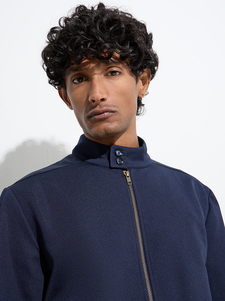 WES Formals Navy Solid Slim-Fit Jacket - Image 2