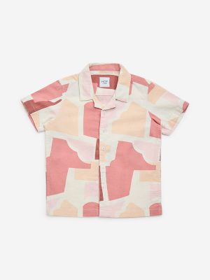 HOP Kids Dusty Pink Abstract Pattern Cotton Shirt