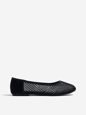 LUNA BLU Black Mesh-Detailed Ballerina
