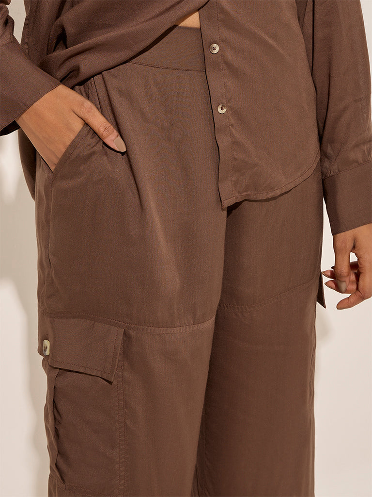LOV Brown Cargo-Style Mid-Rise Pants - Image 2