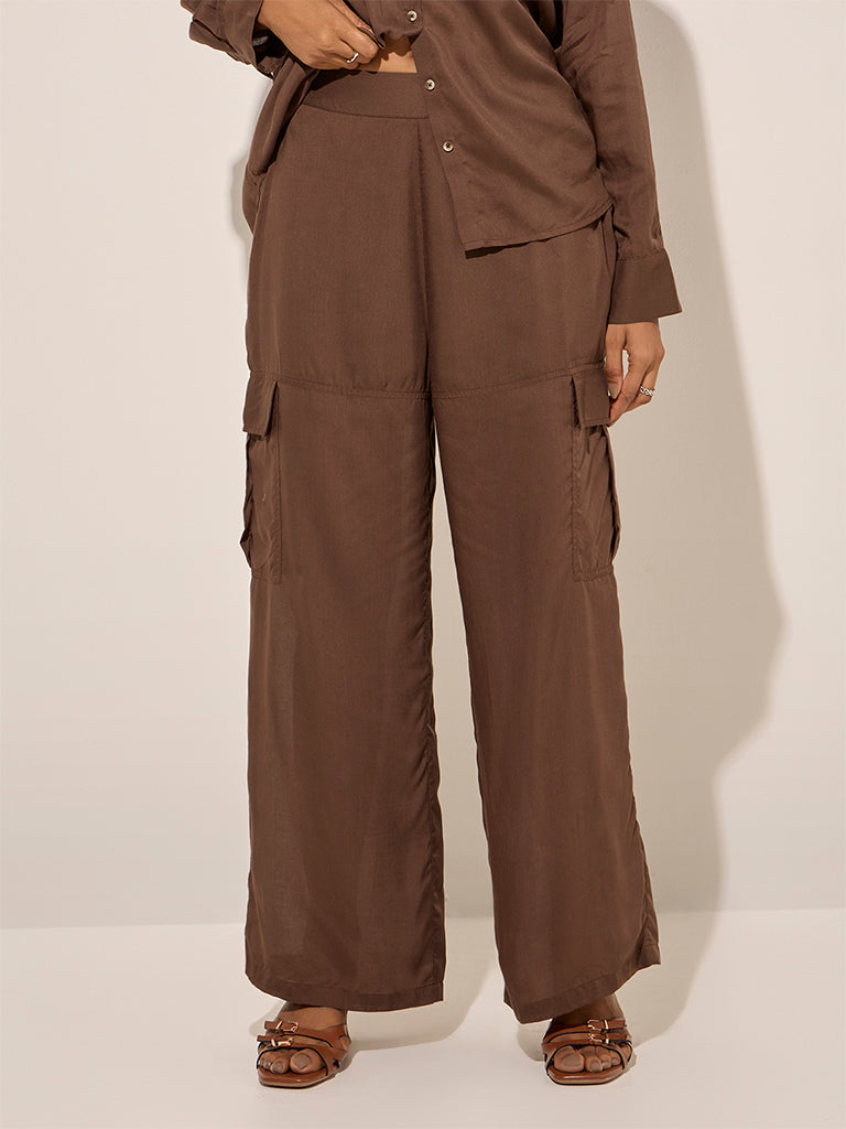 LOV Brown Cargo-Style Mid-Rise Pants - Image 3