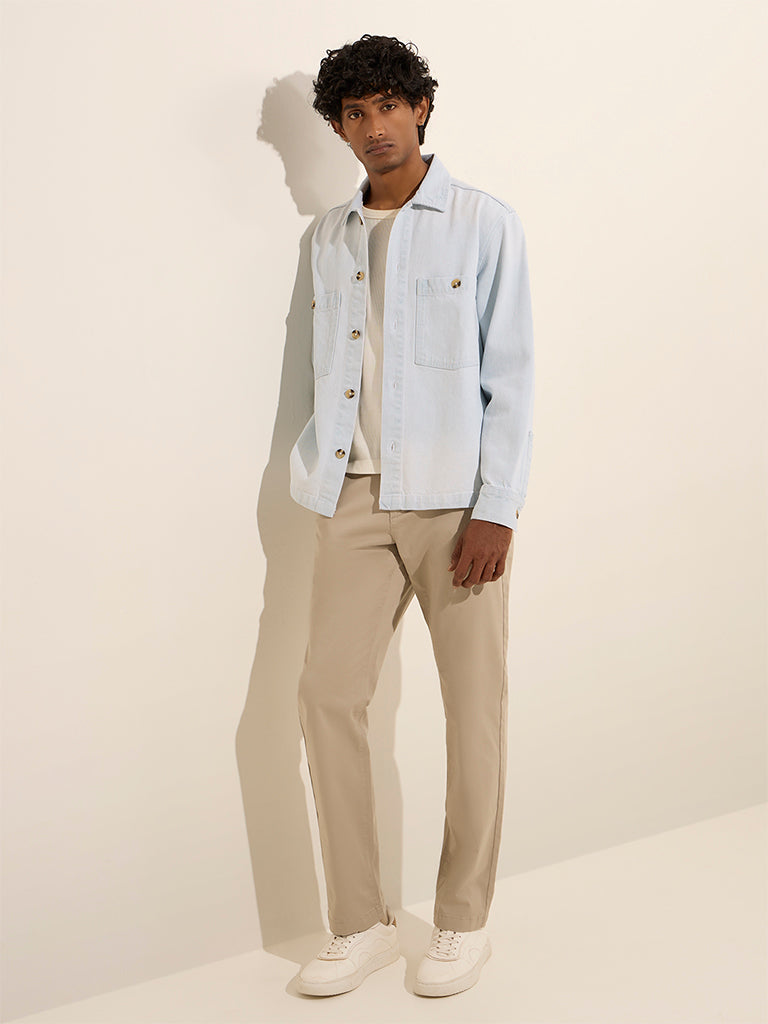 WES Casuals Light Blue Relaxed-Fit Denim Jacket - Image 4