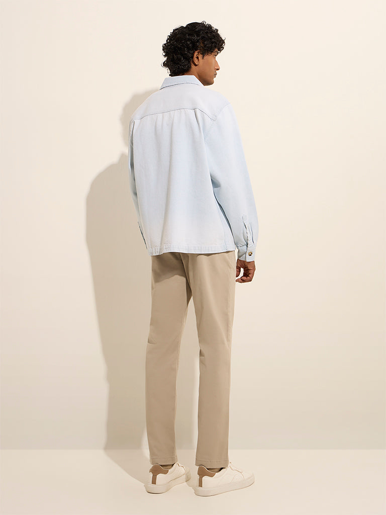 WES Casuals Light Blue Relaxed-Fit Denim Jacket - Image 5