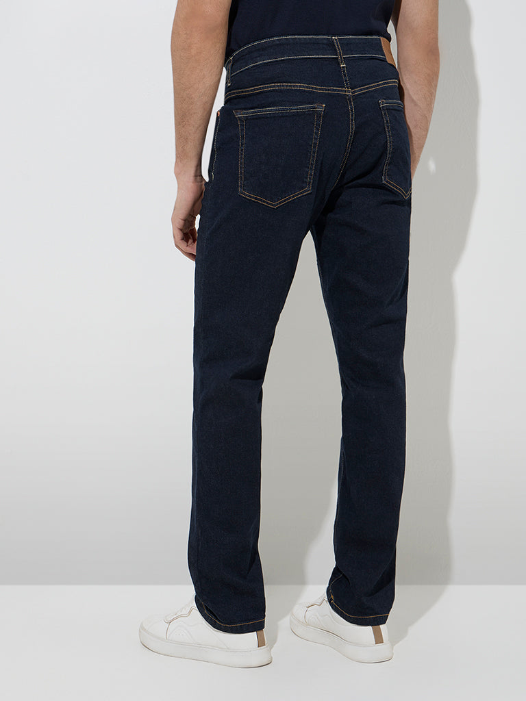 WES Casuals Dark Blue Relaxed-Fit Mid-Rise Jeans - Image 4