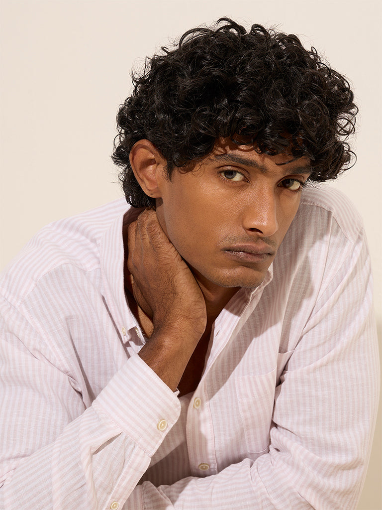 WES Casuals Light Pink Relaxed-Fit Cotton-Blend Shirt - Image 2